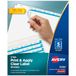 Avery 5 Tab Dividers for 3 Ring Binder, Easy Print & Apply Clear Label Strip, Index Maker Customizable White Tabs, 50 Sets (11556)