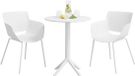 CLP Siora tuinmeubelset - 2 bistrostoelen - ronde tuintafel Ø60 cm - weerbestendige balkonset - voor terras en tuin - wit