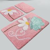 Set mat set (3-delig) roze met bloem