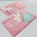 Set mat set (3-delig) roze met bloem