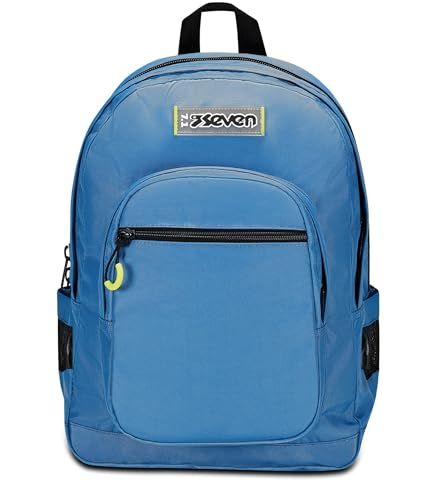 Seven Freethink Schoolrugzak, lichtblauw, uniseks, dubbele rugzak met USB-ondersteuning, laptop- of tablettas en drinkfles, middelgrote en bovenste rugzak, Turkoois, Eén maat, Rugzak
