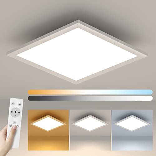 LIGHTNUM LED paneel dimbaar, rechthoekig plafondpaneel met geheugenfunctie, 2700K-6500K warm witte natuurlijk daglicht plafondlamp voor kantoor, woonkamer, badkamer, keuken, balkon, kelder, 30X30cm