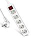 V-TAC Stekkerdoos met 5 stopcontacten met schakelaar en kabel, 1,5 m, 16 A, Shuko, wit
