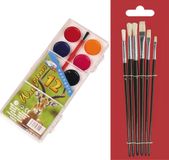 Merkloos / Sans marque Schilderen waterverf set met 7 kwasten voor kinderen - 12 kleuren verf - Schmink waterverf - Hobbymateriaal
