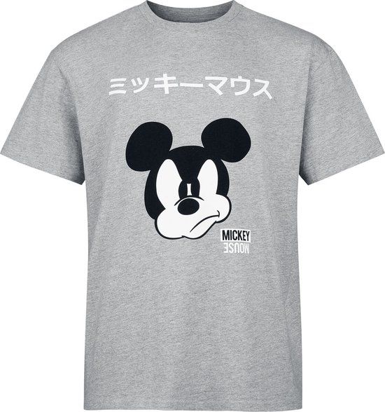 Mickey & Minnie Mouse Mickey Mouse Japanese - Oversize Heren T-shirt - gemêleerd grijs - L