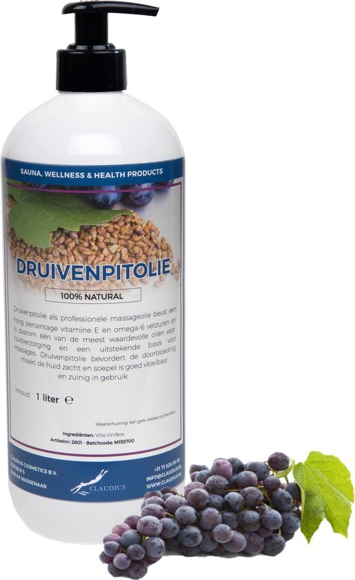 CLAUDIUS Massageolie Druivenpitolie (100% Natuurlijk) - 1 liter