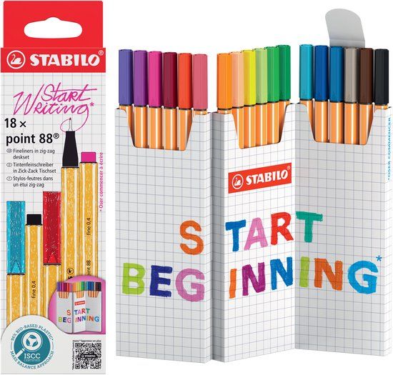STABILO point 88 Fineliner Zig Zag Etui Met 18 Verschillende Kleuren