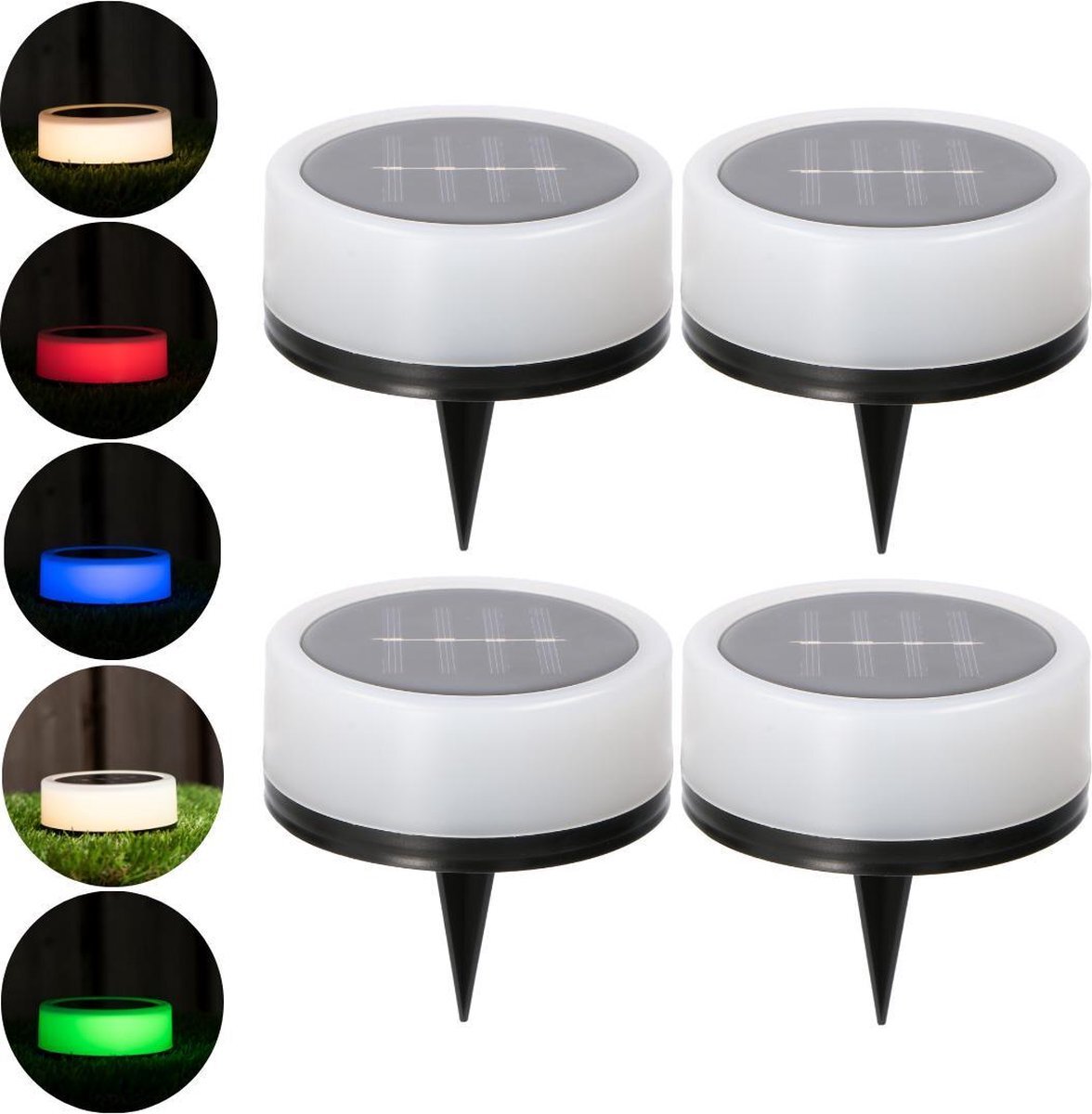 Proventa Solar LED grondspots met lichtsensor - White & Color - 4 x Tuinspot Sidney