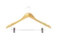 Ordinett Set van 2 houten kleerhangers met clips, ideaal voor broeken en rubber, lengte 44 cm