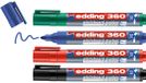 edding 360 whiteboard marker set met 4 kleuren - zwart, rood, blauw, groen - ronde punt 1,5-3 mm