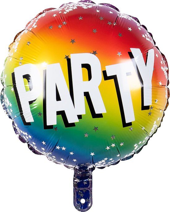Boland - Folieballon 'Party' - Multi - Folieballon - 45 cm - Regenboog - Verjaardag - Tienerfeestje - Kinderfeestje