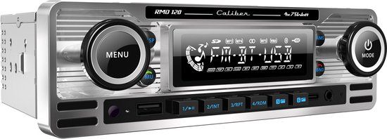 Caliber RMD120BT Autoradio - 1 DIN - Bluetooth - USB, SD, AUX, FM - Chrome - Retro Look - Handsfree