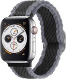 Strap-it Gevlochten / Geweven bandje - Geschikt voor Apple Watch Series 1/2/3/4/5/6/7/8/9/10/11/SE/SE2/SE3 - Zwart/grijs - Braided verstelbaar iWatch bandje maat: 38 / 40 / 41 / 42mm