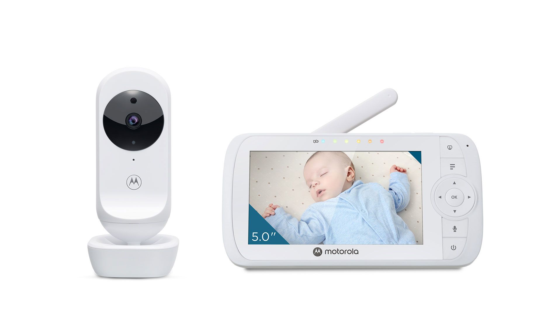 Motorola VM35 Babyfoon - Video Baby monitor - Wit - 5-inch Ouder Unit - Infrarood - Digitale Zoom - Terugspreekfunctie