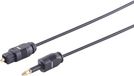 1aTTack.de 1x Glasvezelkabel 2,2 mm, Toslink mannelijk/3,5 mm Opti mannelijk, 0,5 m, vergulde Toslink