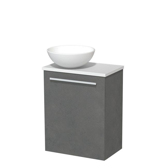 Maxaro Modulo Toiletmeubel 41 cm - Donkergrijs Beton - Mat Wit