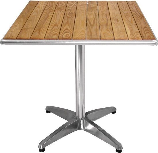 Bolero vierkante bistrotafel met essenhouten blad 70cm