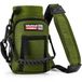 Wild Wolf Outfitters Waterfleshouder met verstelbare riem en 2 zakken voor handsfree wandelen en wandelen | Groen, 1 L