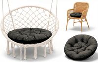 Amazinggirl Stoelkussen Rond 60 cm – Zitkussen voor Tuinstoel Rotan & Schommelstoel – zachte ronde zitting waterafstotend voor Terras Balkon Tuin Binnen en Buiten Grafiet ecologisch linnen