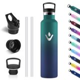 Motswedi Thermosfles 1000 ml, Roestvrijstalen Waterfles, BPA-Vrij, Thermofles, 304 RVS, Dubbelwandige, 18/8 Roestvrij Staal, Lekvrij, Waterfles voor Sport, Camping, kantoor, Donkergroen & Donkerblauw