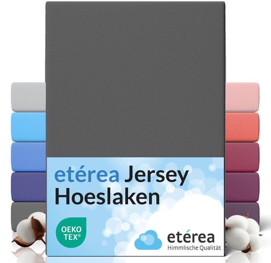 etérea Himmlische Qualität etérea Comfort Jersey Hoeslakens 90x200-100x200 cm - 100% katoen - Antraciet