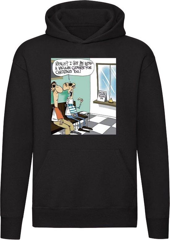 Stofzuiger als kerst cadeau Hoodie - Zwart - Maat M - Unisex