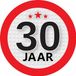 Bellatio Decorations 30 jaar leeftijd sticker - rond - Dia 9 cm