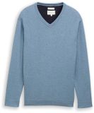Tom Tailor Pull en maille à col en V en coton