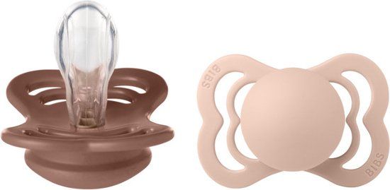 BiBS Supreme Pacifier - Stage 1 - 0-6 Months - 2 Pack - Woodchuck/Blush