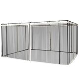 Outsunny Moustiquaire pour pavillon 3 x 4 m 4 paroirs latérales avec zips tissu polyester maille nylon noir et crème