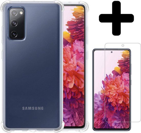 LUQ Samsung Galaxy S20 FE Case - Shockproof Silicone Cover with Screen Protector - Transparent