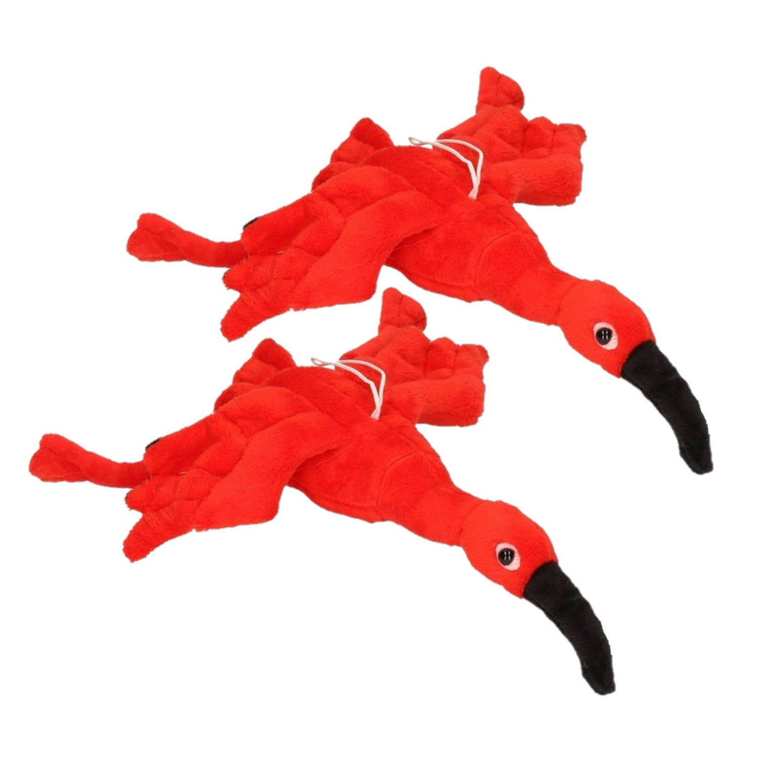 Cornelissen Ibis vogel - 2 stuks - rood - pluche - 34 cm