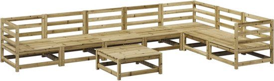 vidaXL Loungeset 8-delig - geïmpregneerd grenenhout - 7 zitplekken - naturel