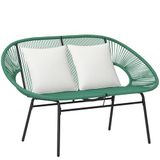 Outsunny Rotan vrijetijdsstoel Staal 132x72x83cm Donkergroen