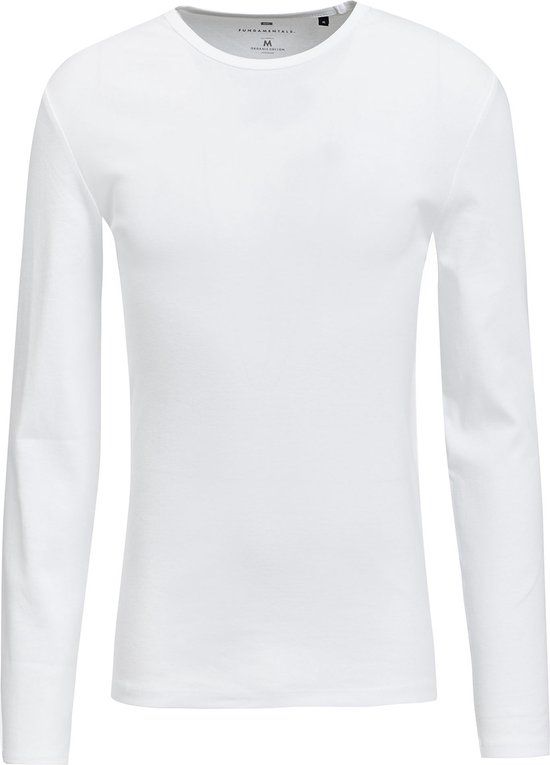 WE Fashion Heren T-shirt Lange Mouw Wit XXXL