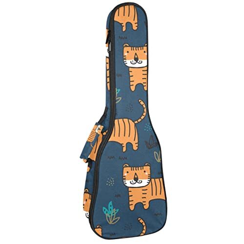 Mersov Concert Ukelele Rugzak, Heavy Duty Ukelele Case Bag met Opslag, Sopraan Concert Tenor Ukelele 10MM Gewatteerde BagBlack SheepsTiger Blauw