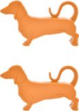 Esschert Design deurstopper/deurwig teckel - 2x - kunststof - bruin - 15 x 9 x 3 cm