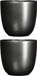 Mica Decorations 2x stuks bloempot antraciet grijs keramiek voor kamerplant H16 x D17 cm - plantenpotten