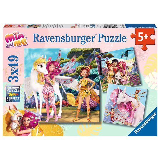 Ravensburger Kinderpuzzle 05701 - Im Land der Elfen und Einhörner - 3x49 Teile Mia and Me Puzzle für Kinder ab 5 Jahren