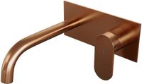 Brauer Copper Edition Inbouw Wastafelmengkraan met Gebogen Uitloop en Afdekplaat Model C1 Koper Geborsteld PVD