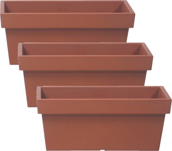 Prosperplast 3x Terracotta Plantenbakken - 38x18x16cm - Kunststof - Buiten