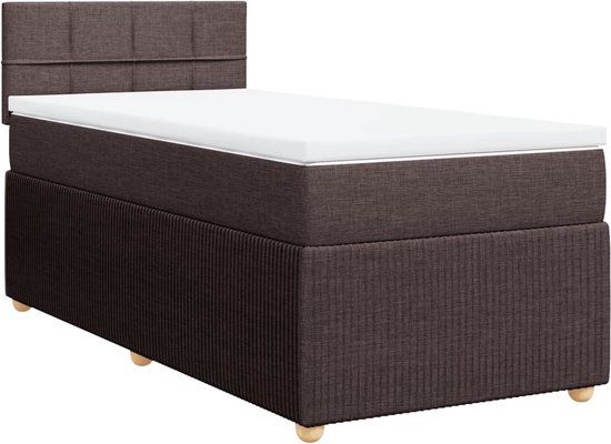 vidaXL Boxspring met matras stof donkerbruin 80x200 cm