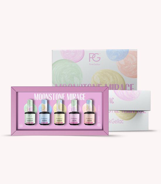 Pink Gellac Moonstone Mirage Set Collection Box - Gellak Set van 5 x 15 ml Effect Kleuren Gellak - Gel Nagellak - Gel Lak