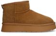 Manfield - Dames - Cognac suède snowboots - Maat 39