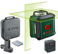 Bosch Bosch lijnlaser UniversalLevel 360 Flexi Set (groene laser, werkbereik: tot max. 24 m, nauwkeurigheid: ± 0,4 mm/m, zelfnivellering: tot ± 4°, universele klem mm 3, in zachte tas)