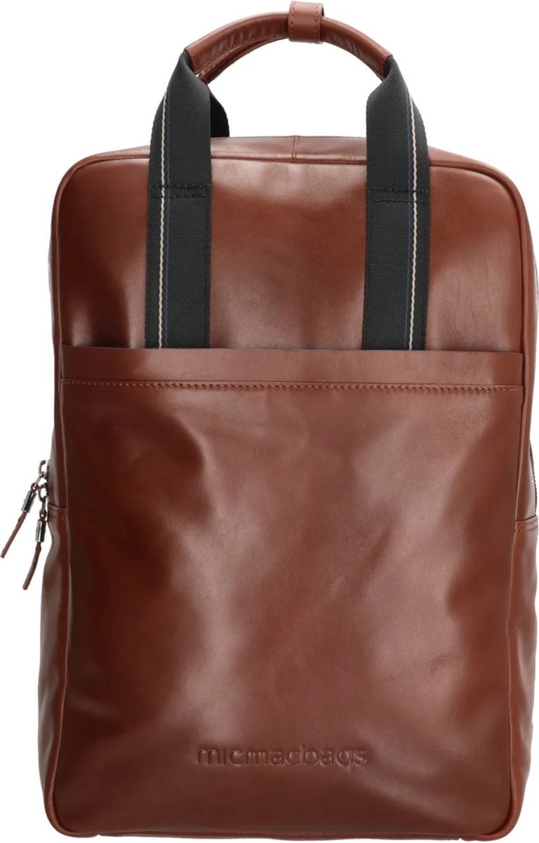 MicMacbags Le Mans Heren LaptoptasRugzak Leer - Cognac