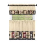 Achim Home Furnishings Cozy Café Bedrukte Tier & Valance Set - 58x36 Inch Tan-Zwart