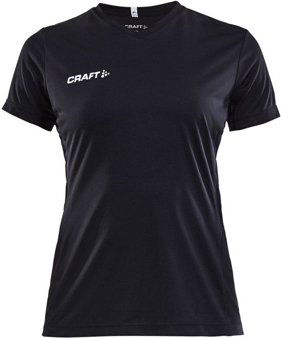 Craft Squad Jersey Solid SS Shirt Dames Sportshirt - Maat M - zwart/wit