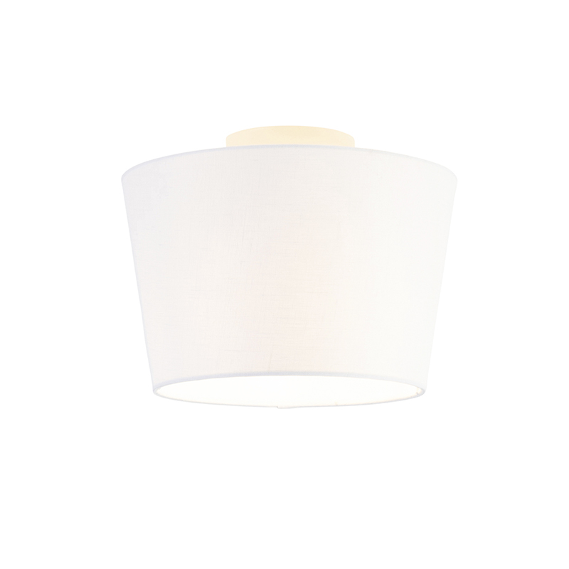 QAZQA Plafondlamp met linnen kap wit 25 cm - Combi wit