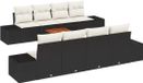 vidaXL Tuinbank Set 9-delig Zwart Polyrattan